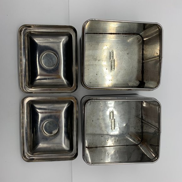 Vintage mid-century modern Garner Ware chrome Coffee & Tea canisters retro vibe - Picture 10 of 11